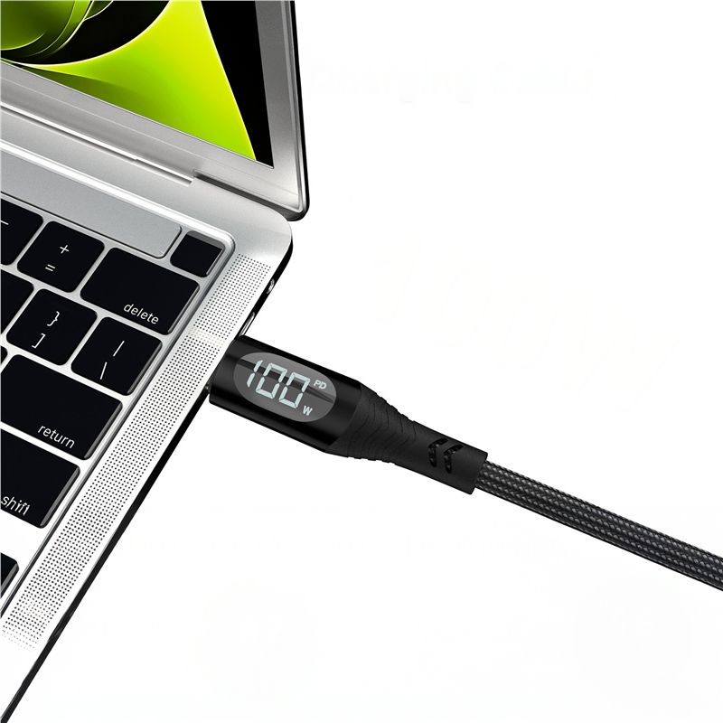 Cablu date si incarcare Mobile Origin USB-C la USB-C 1.5m 100W cu afisaj (iPhone 17 Pro Max, MO-100WDC-CB2) by www.silkase.ro